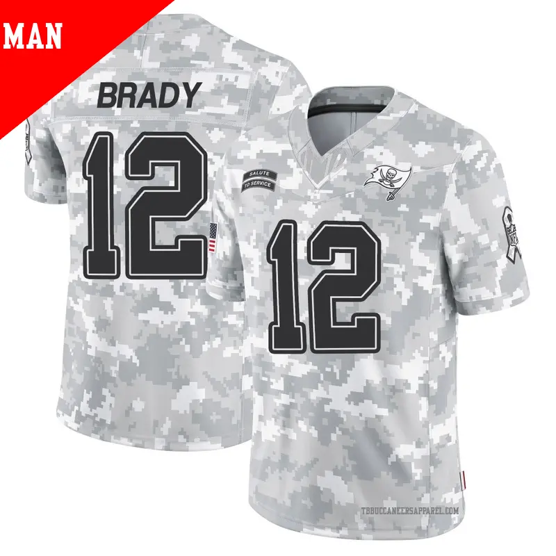 Men's ＃12 Tom Brady Tampa Bay Buccaneers Limited Arctic Camo 2024 Salute to Service Jersey