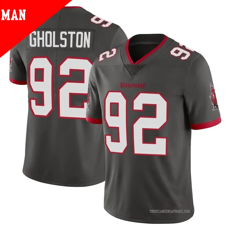 Men's ＃92 William Gholston Tampa Bay Buccaneers Limited Pewter Alternate Vapor Jersey