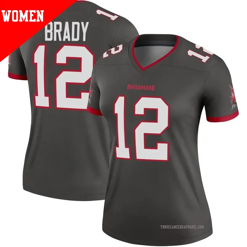 Women's ＃12 Tom Brady Tampa Bay Buccaneers Legend Pewter Alternate Jersey