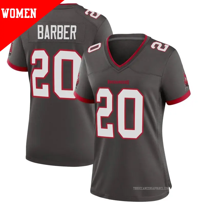 Women's ＃20 Ronde Barber Tampa Bay Buccaneers Game Pewter Alternate Jersey