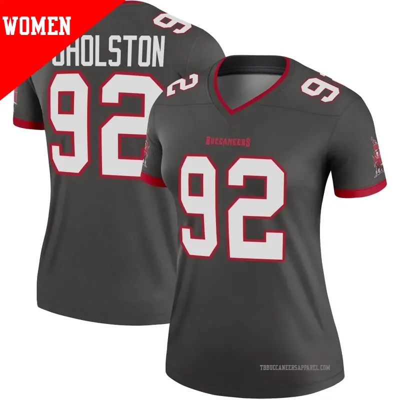 Women's ＃92 William Gholston Tampa Bay Buccaneers Legend Pewter Alternate Jersey