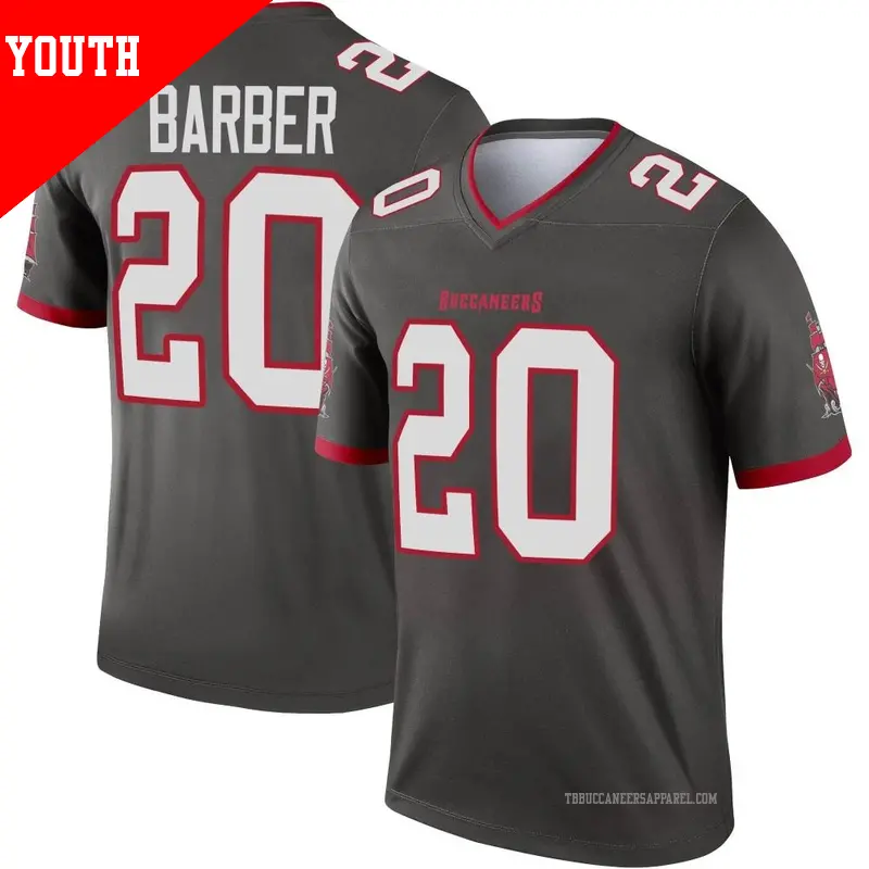 Youth ＃20 Ronde Barber Tampa Bay Buccaneers Legend Pewter Alternate Jersey